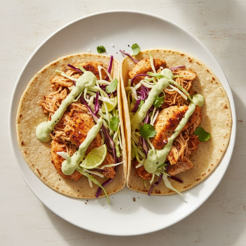 Chicken Tacos with Avocado Crema
