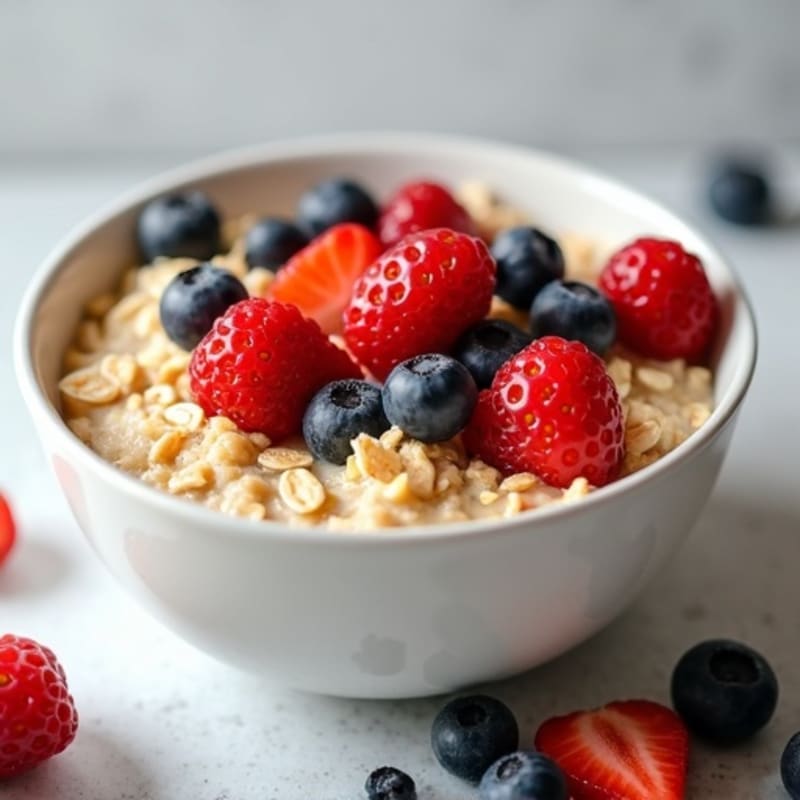 Fluffy Protein Oatmeal Bowl with Fresh Berries