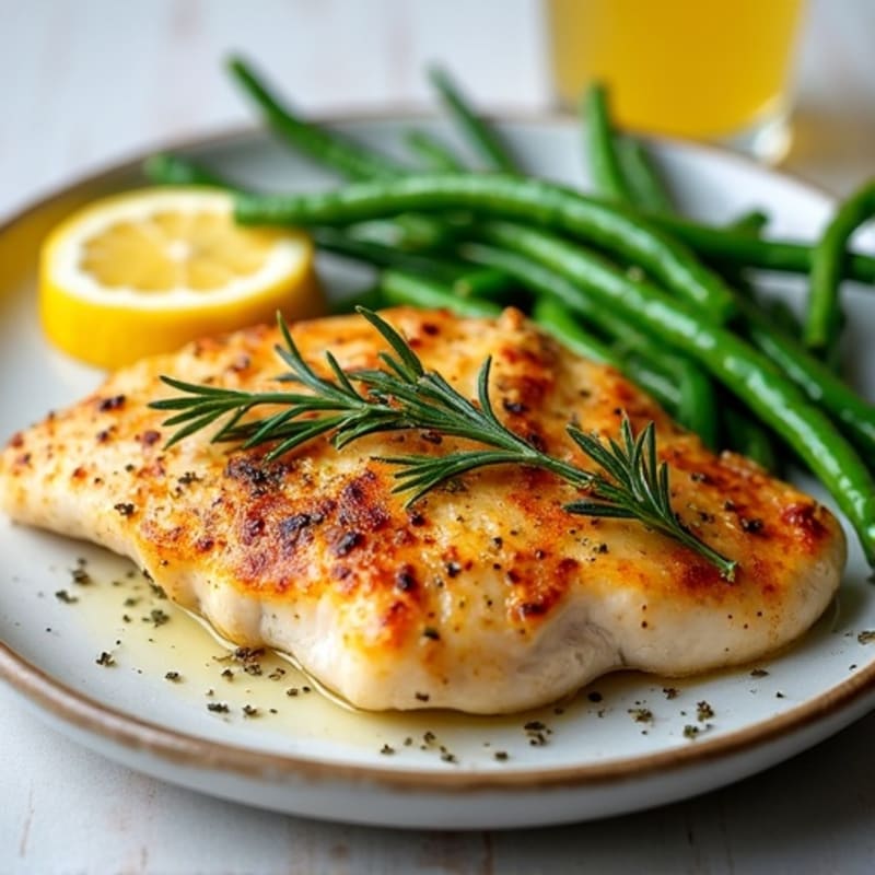 Lemon Herb Roasted Chicken with Crispy Green Beans