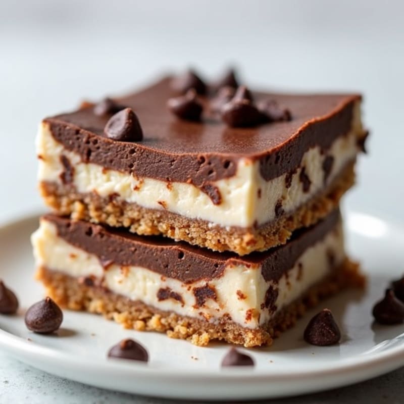 No-Bake Greek Yogurt Chocolate Cheesecake Bars