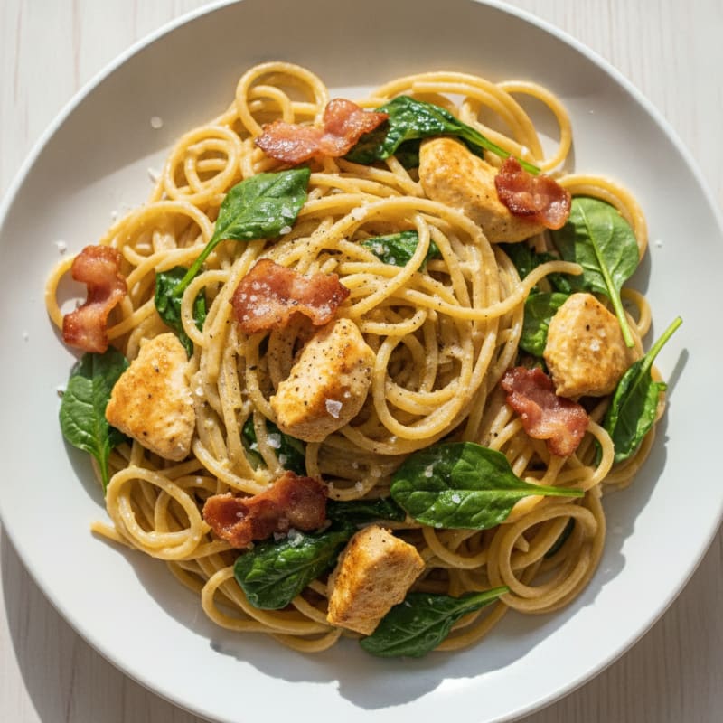 High-Protein Chicken and Pancetta Carbonara