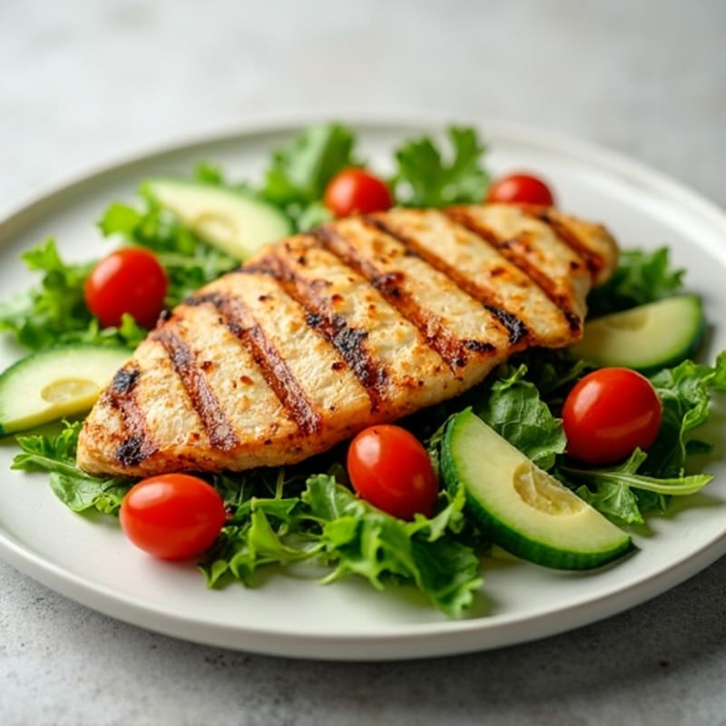Grilled Chicken Breast Salad with Crunchy Mixed Greens