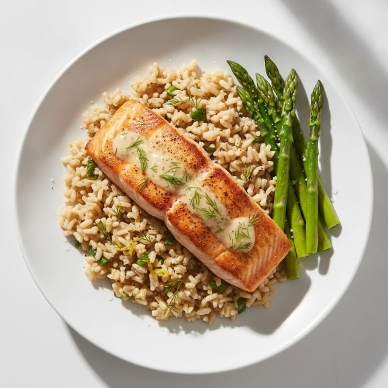 Pan-Seared Salmon with Lemon-Dill Rice