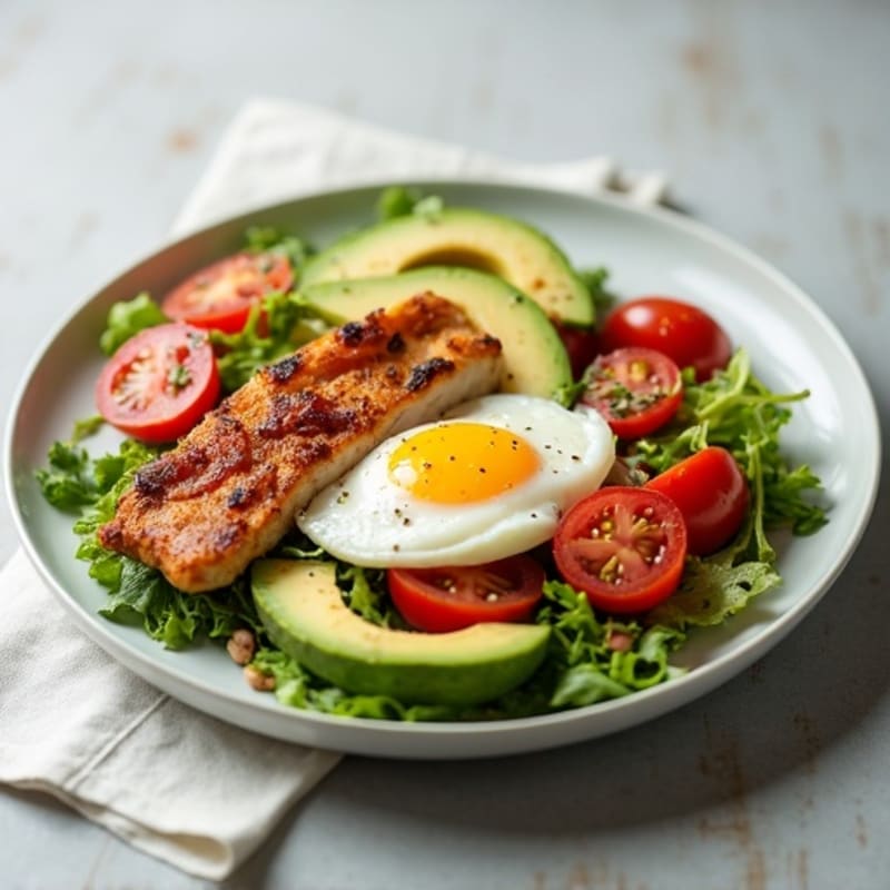 Crispy Turkey Bacon Salad with Fresh Tomato and Creamy Avocado