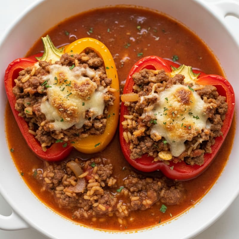 Beef and Rice Stuffed Bell Peppers