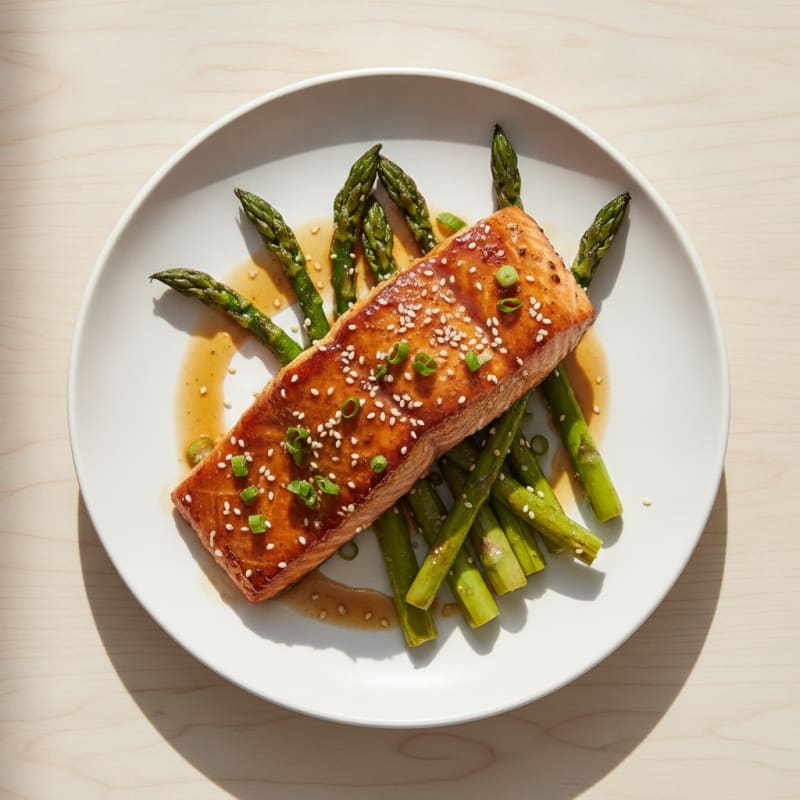 Teriyaki-Glazed Salmon with Roasted Asparagus