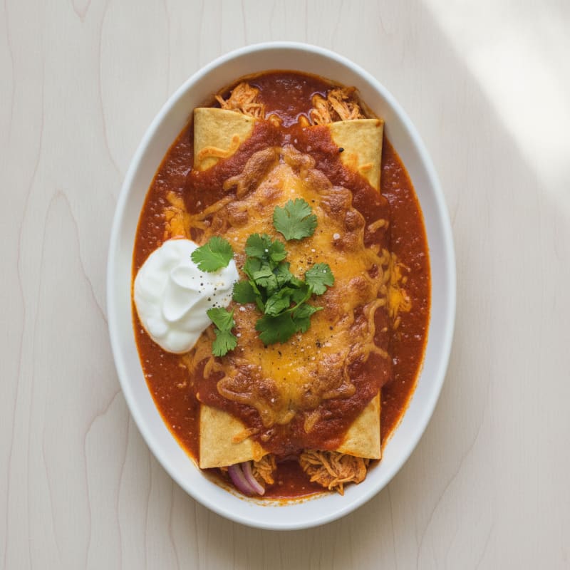Chicken Enchiladas with Red Chili Sauce