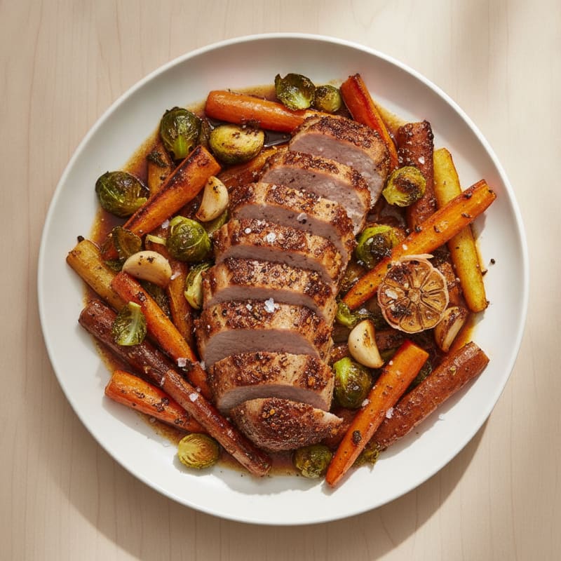 Five-Spice Pork Tenderloin with Roasted Root Vegetables