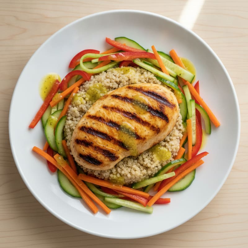 Grilled Chicken Salad with Quinoa and Crunchy Vegetables