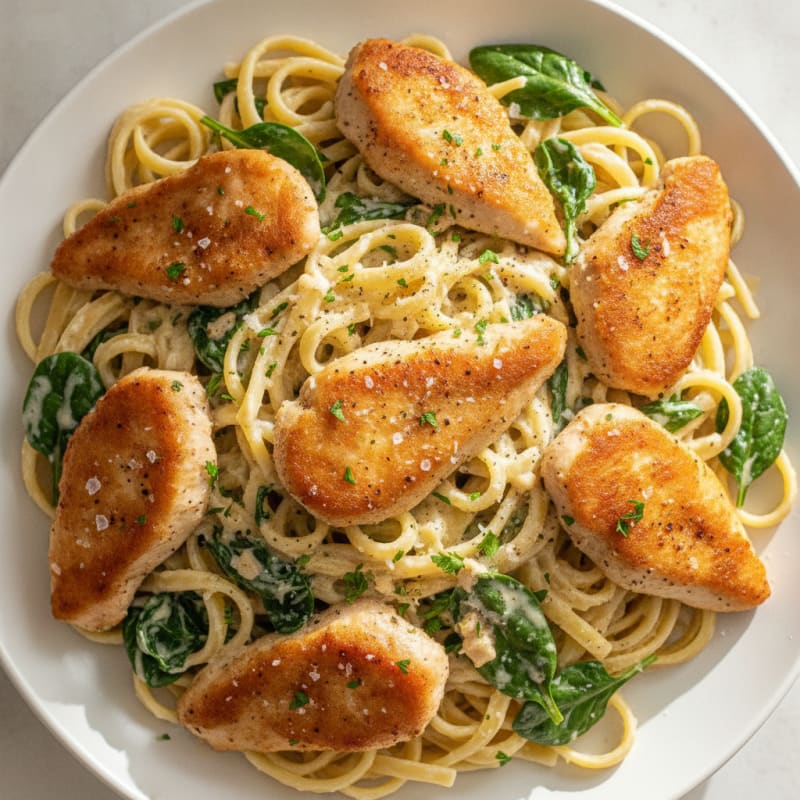 Garlic Parmesan Chicken Alfredo with Fettuccine