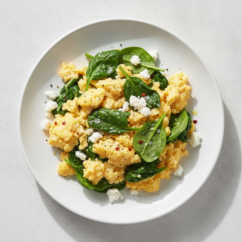 Scrambled Eggs with Spinach and Feta