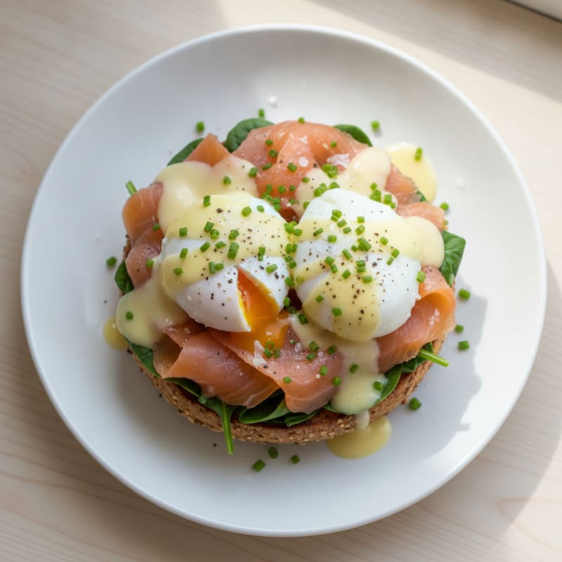 Eggs Royale Smoked Salmon Bagel