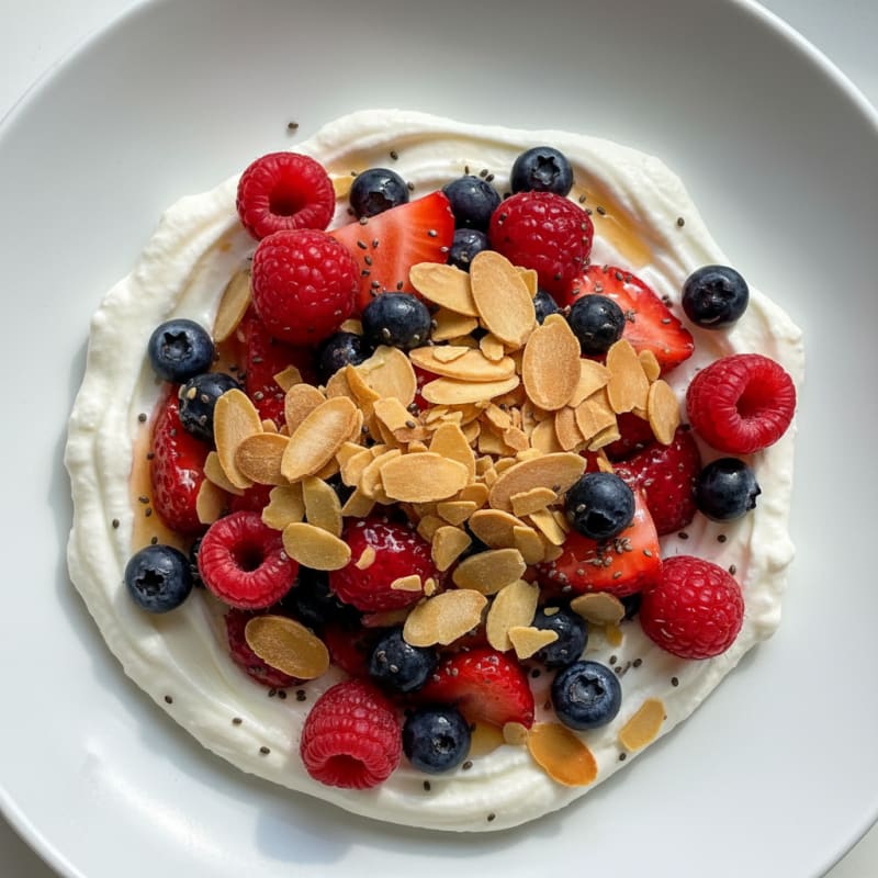 Greek Yogurt Protein Parfait with Berries and Almonds