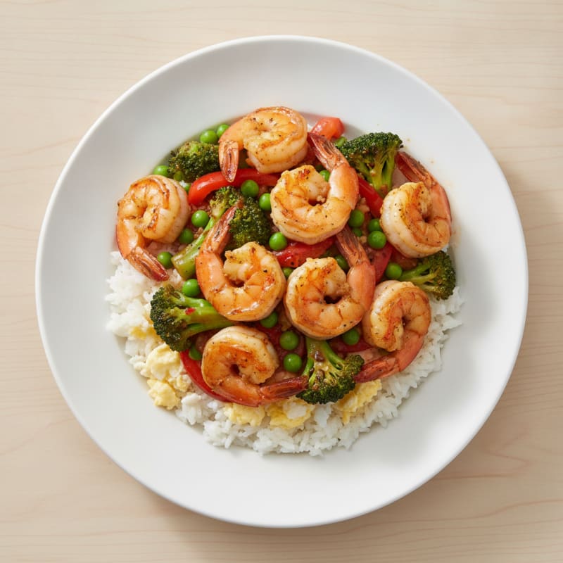 Garlic-Ginger Prawn Stir-Fry with Rice