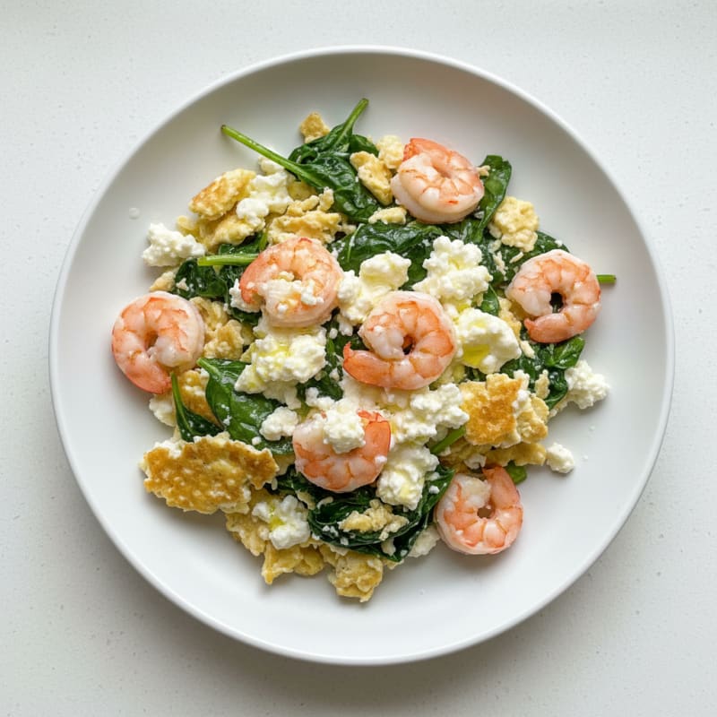 Egg White Spinach Scramble with Cottage Cheese