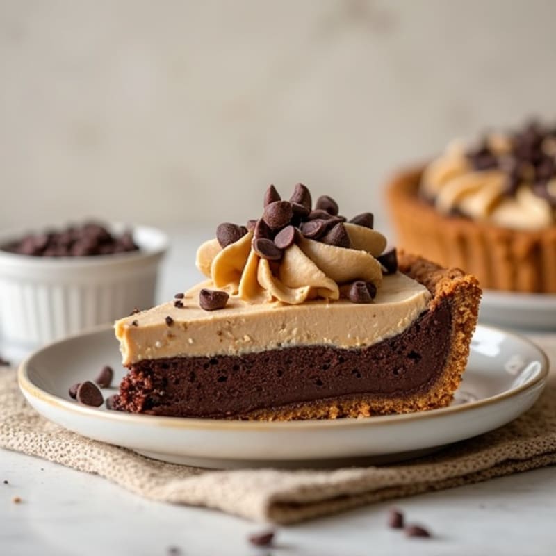 No-Bake Dark Chocolate Peanut Butter Protein Pie