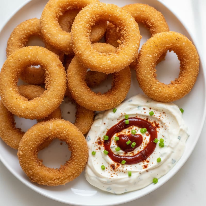 Beer-Battered Onion Rings with Zesty Dip