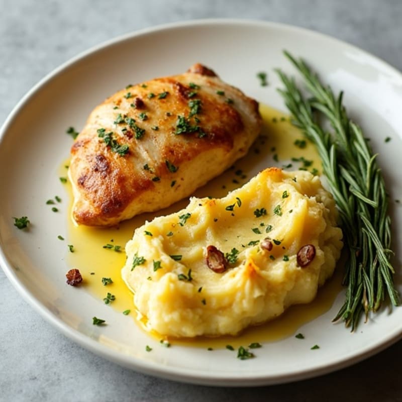 Herb-Roasted Chicken with Garlic Smashed Potatoes