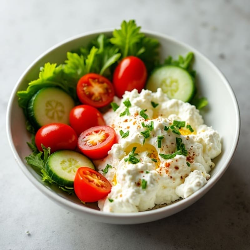 Creamy Cottage Cheese Bowl with Fresh Herbs and Crunchy Vegetables