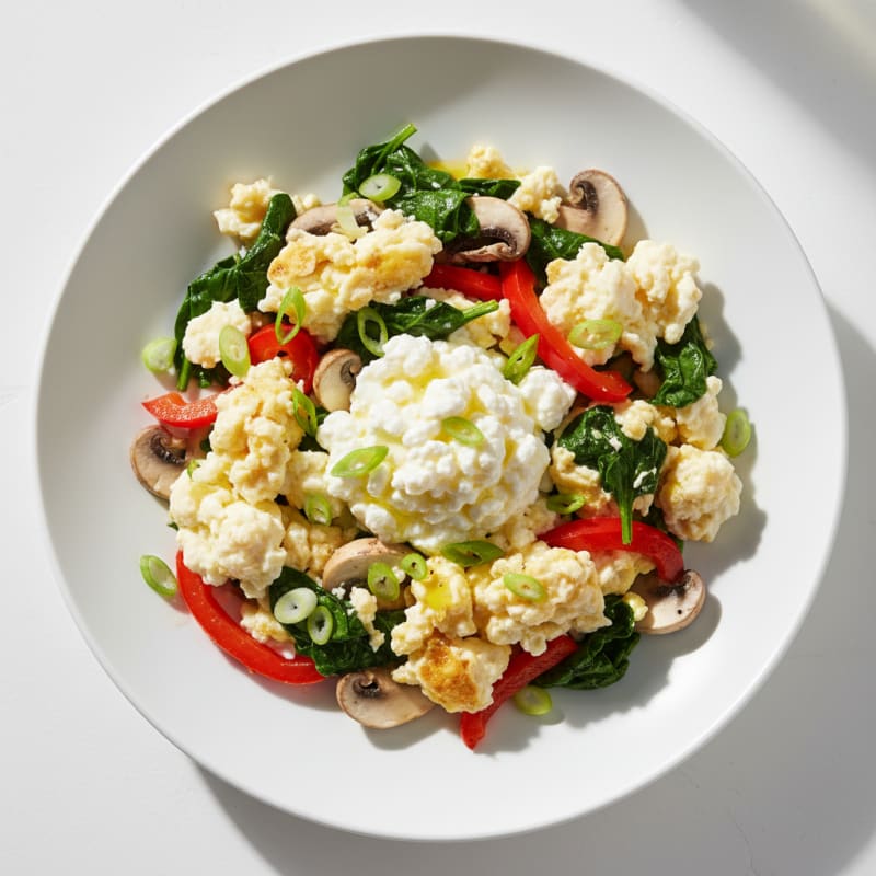 Egg White Veggie Scramble with Cottage Cheese