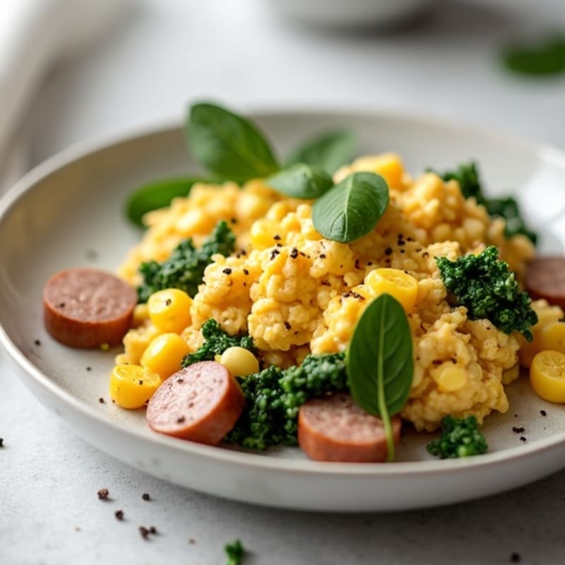 Egg White and Turkey Sausage Scramble with Spinach