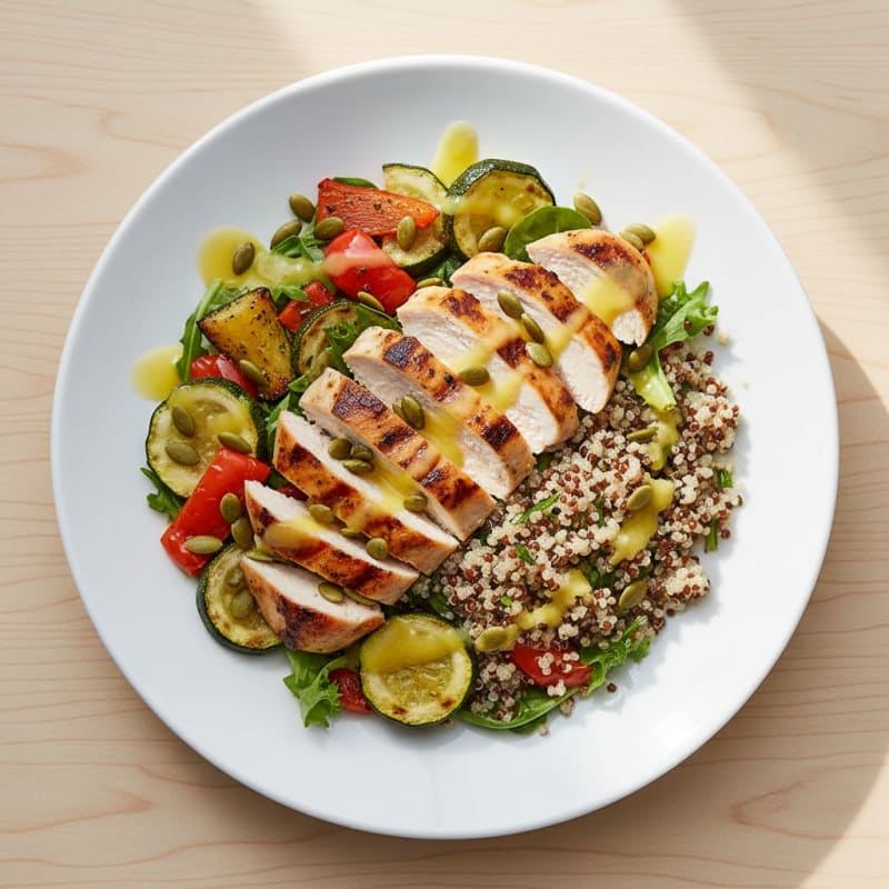 Grilled Chicken Salad with Quinoa and Roasted Vegetables