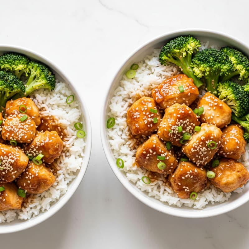 Crispy Honey-Garlic Chicken Bowls
