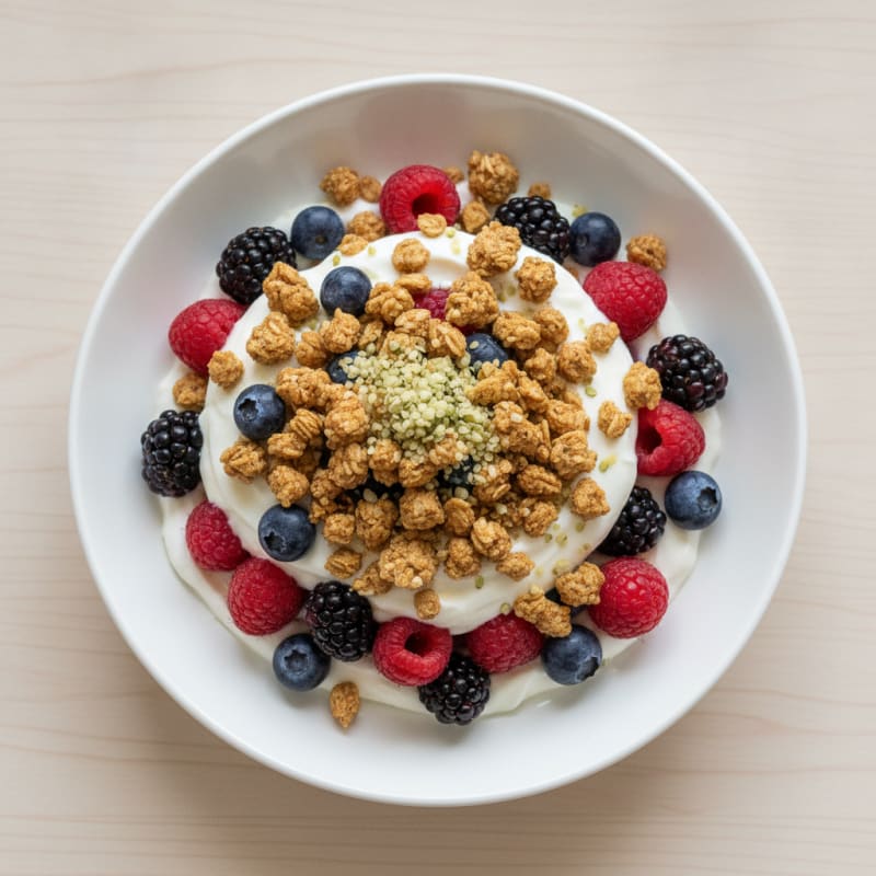 Greek Yogurt Parfait with Mixed Berries and Protein Granola