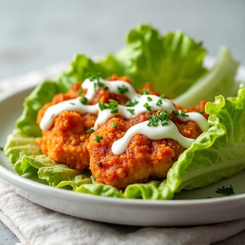 Crispy Buffalo Ranch Chicken Lettuce Wraps