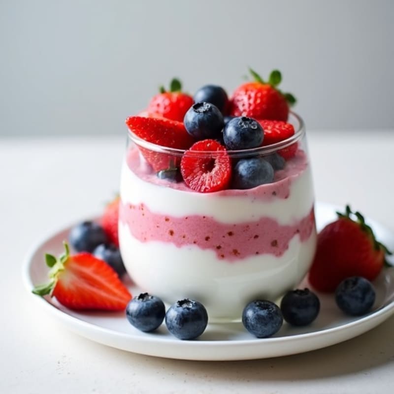 Protein Yogurt Parfait with Mixed Fruit and Collagen Peptides