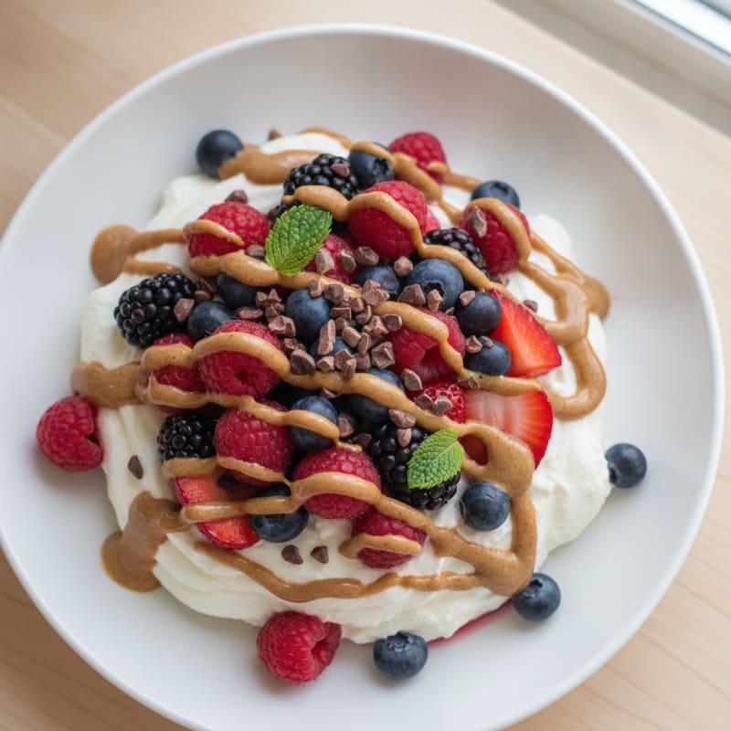 Silky Greek Yogurt Protein Mousse with Mixed Berries