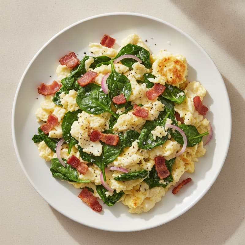 Egg White Scramble with Spinach and Turkey Bacon