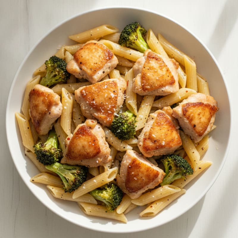 Chicken Thighs with Roasted Broccoli Penne
