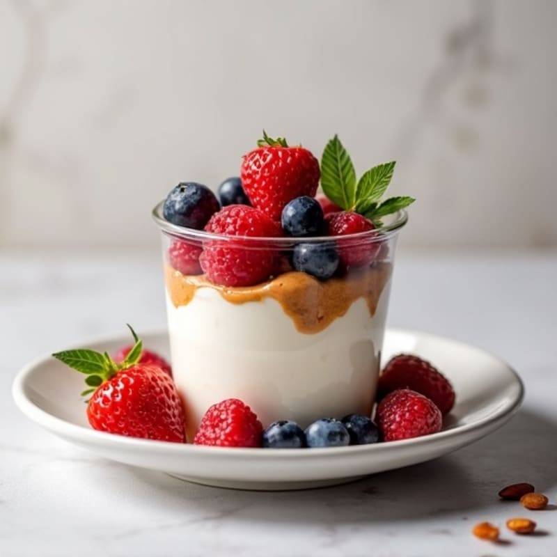Greek Yogurt Protein Parfait with Mixed Berries and Almond Butter
