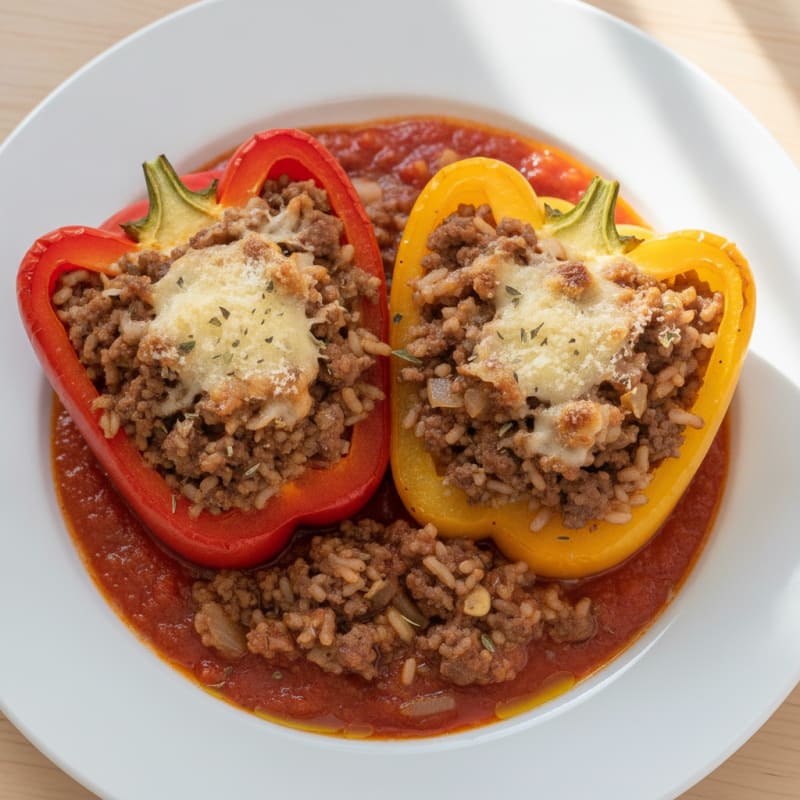 Beef and Rice Stuffed Bell Peppers