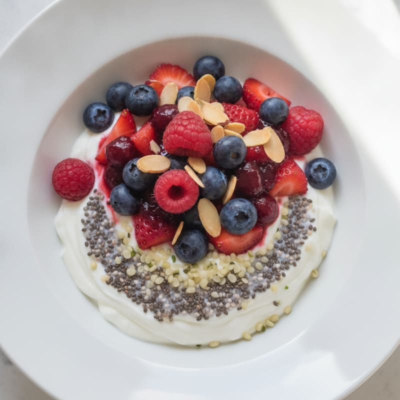 Creamy Greek Yogurt Parfait with Chia Seeds and Mixed Berries