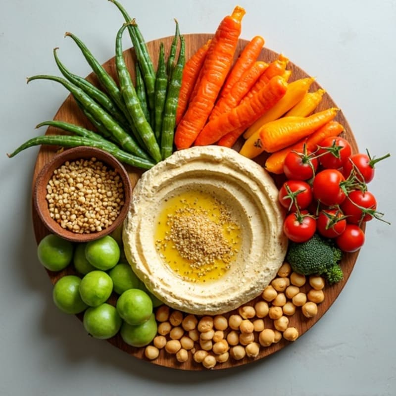 Fresh Herb-Whipped Hummus Board with Roasted Vegetables