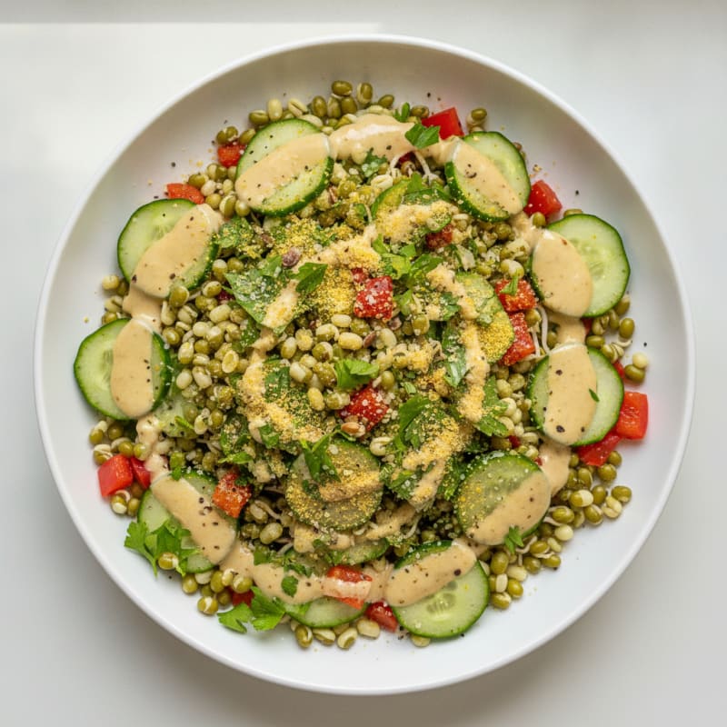 Mung Bean Sprout Salad with Lemon-Tahini Dressing