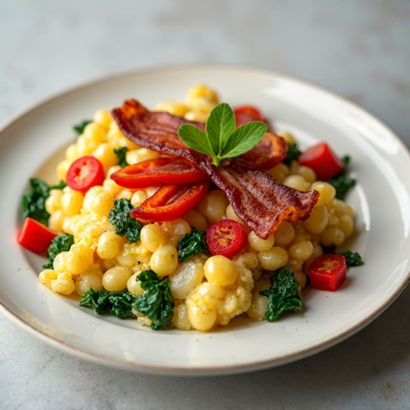 Egg White Veggie Scramble with Turkey Bacon