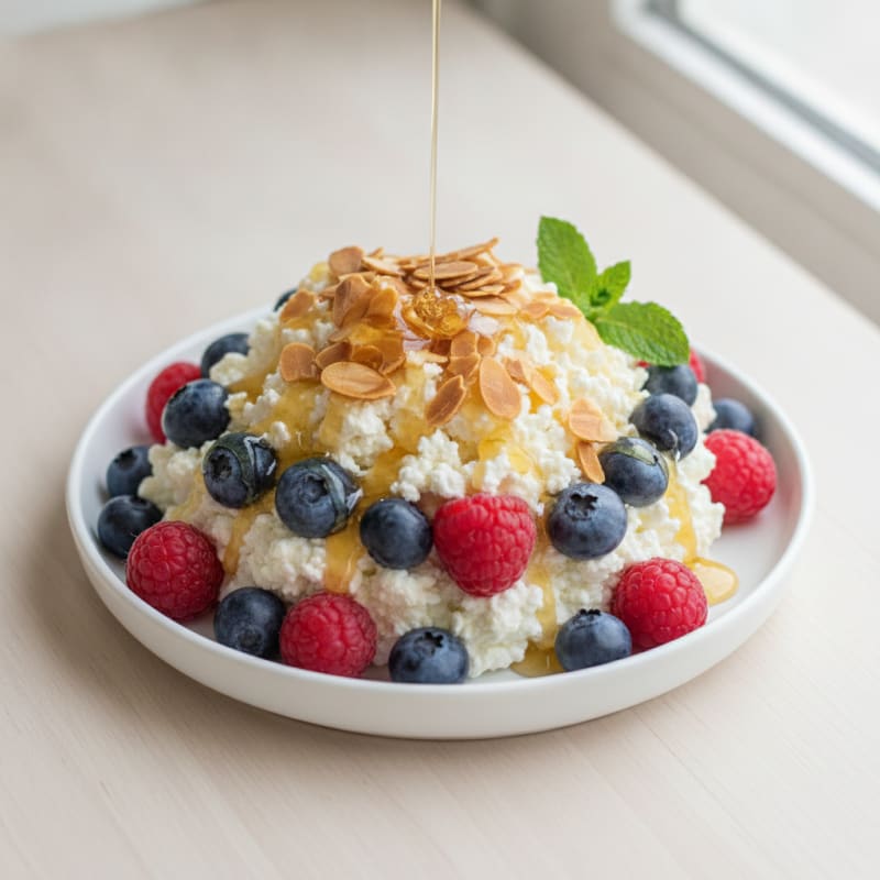 Cottage Cheese Berry Parfait with Almonds