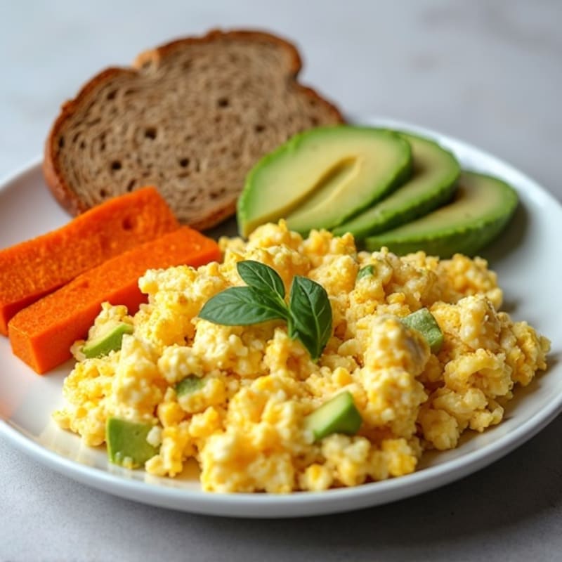 Egg White and Cottage Cheese Scramble with Roasted Sweet Potato