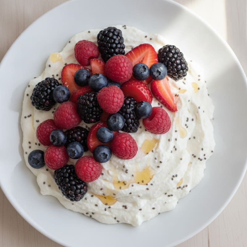 Silky Greek Yogurt Protein Mousse with Mixed Berries