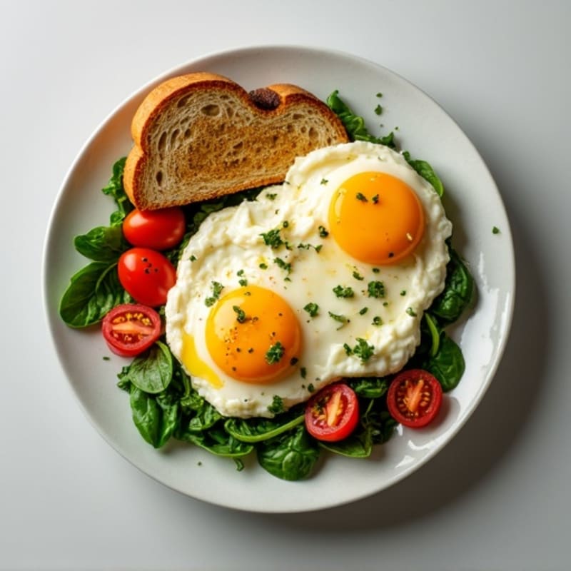 Egg White and Cottage Cheese Scramble with Spinach and Cherry Tomatoes