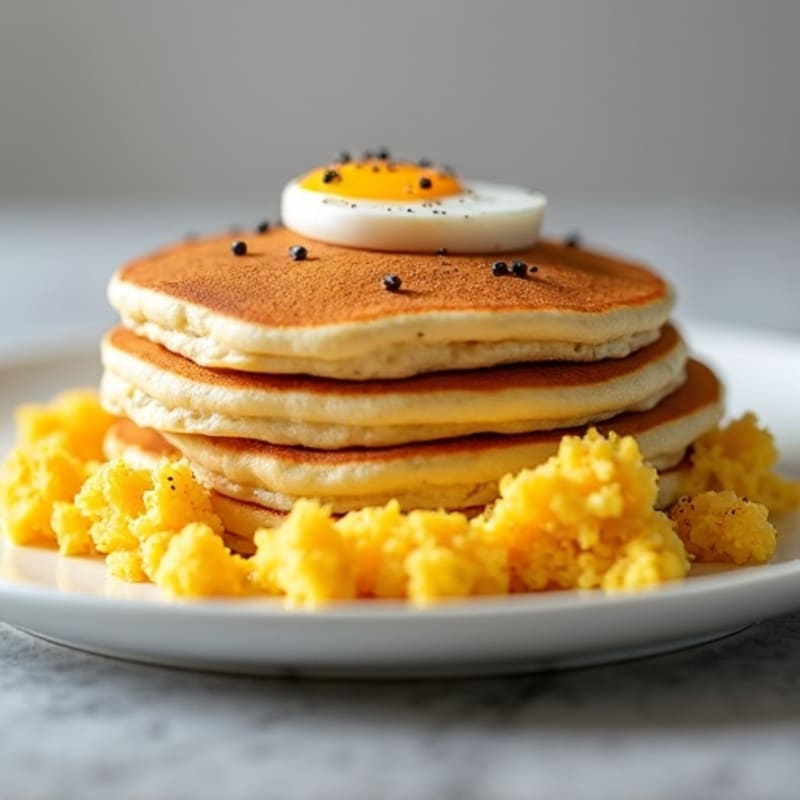 Fluffy Protein Pancakes with Creamy Scrambled Eggs
