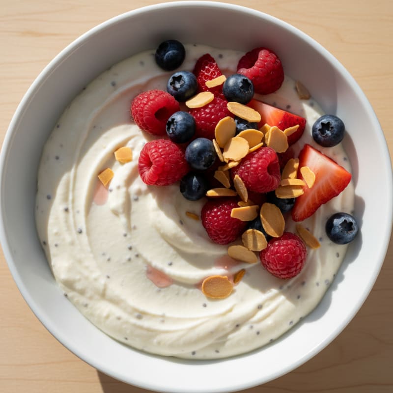 Silky Greek Yogurt Protein Mousse with Mixed Berries