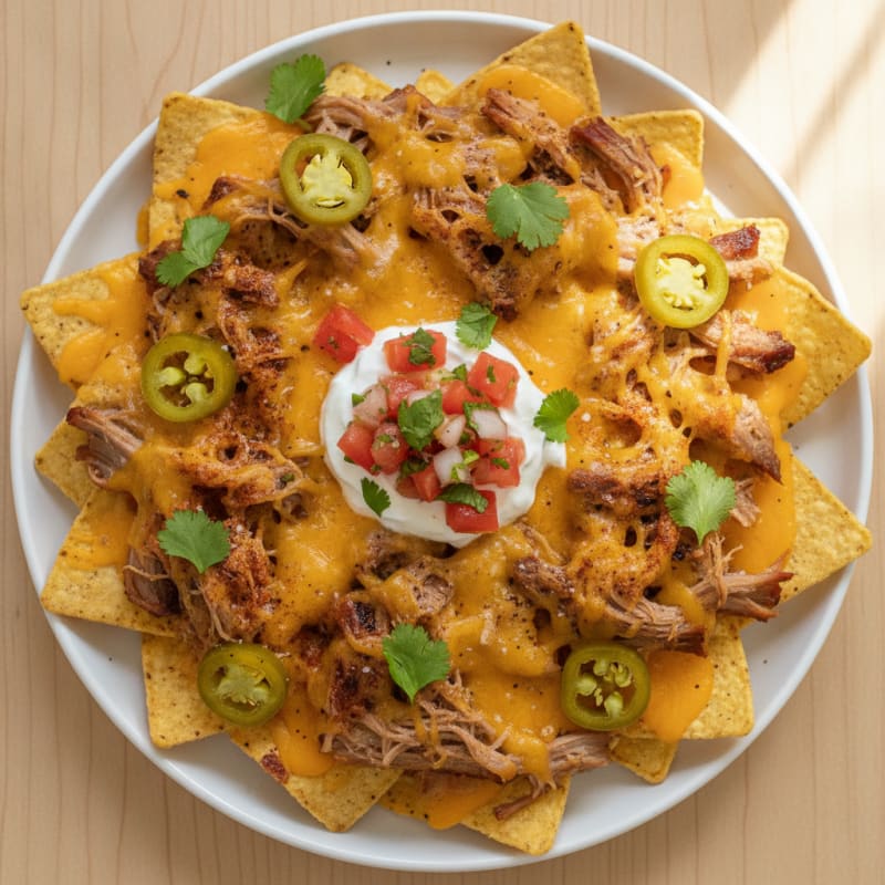 Pulled Pork Nachos with Pickled Jalapeños