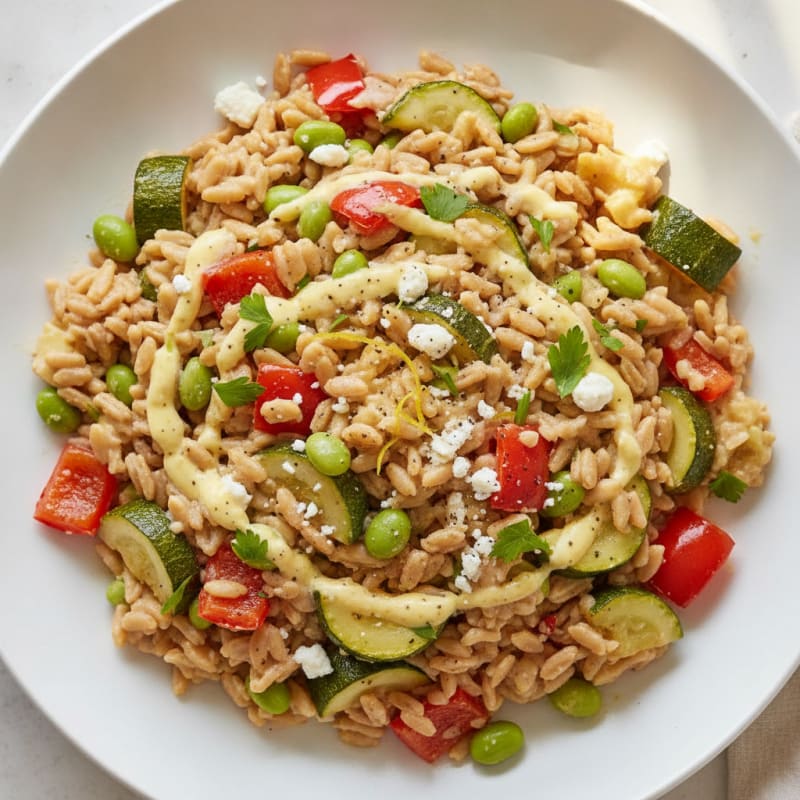 Lemon-Herb Orzo with Roasted Vegetables