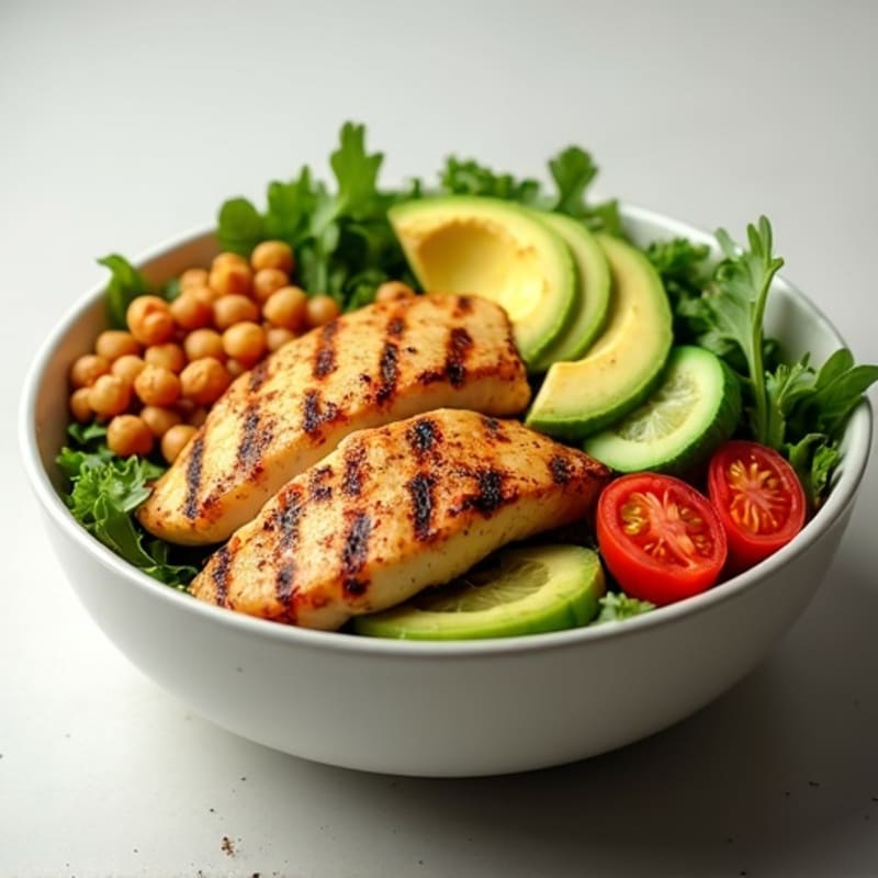 Grilled Chicken and Crisp Avocado Salad Bowl