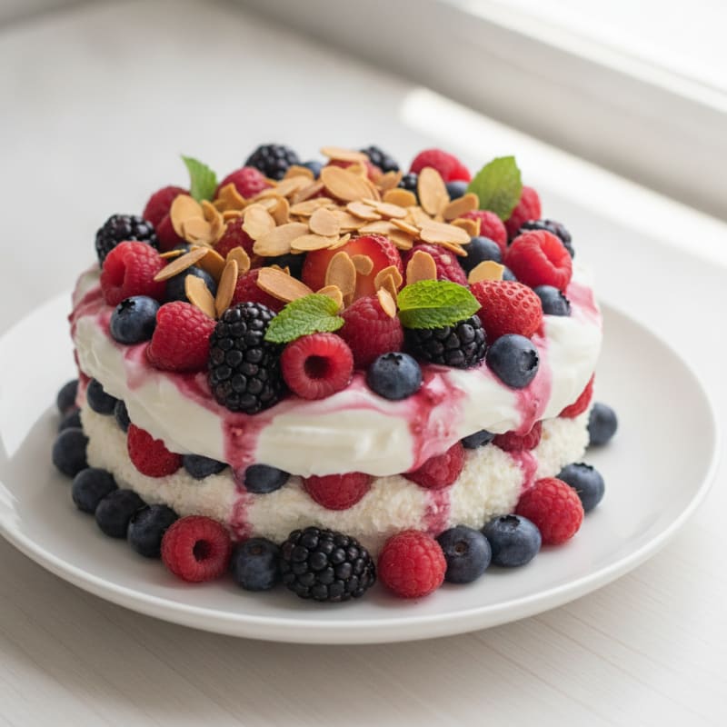 Greek Yogurt Protein Parfait with Mixed Berries and Almonds