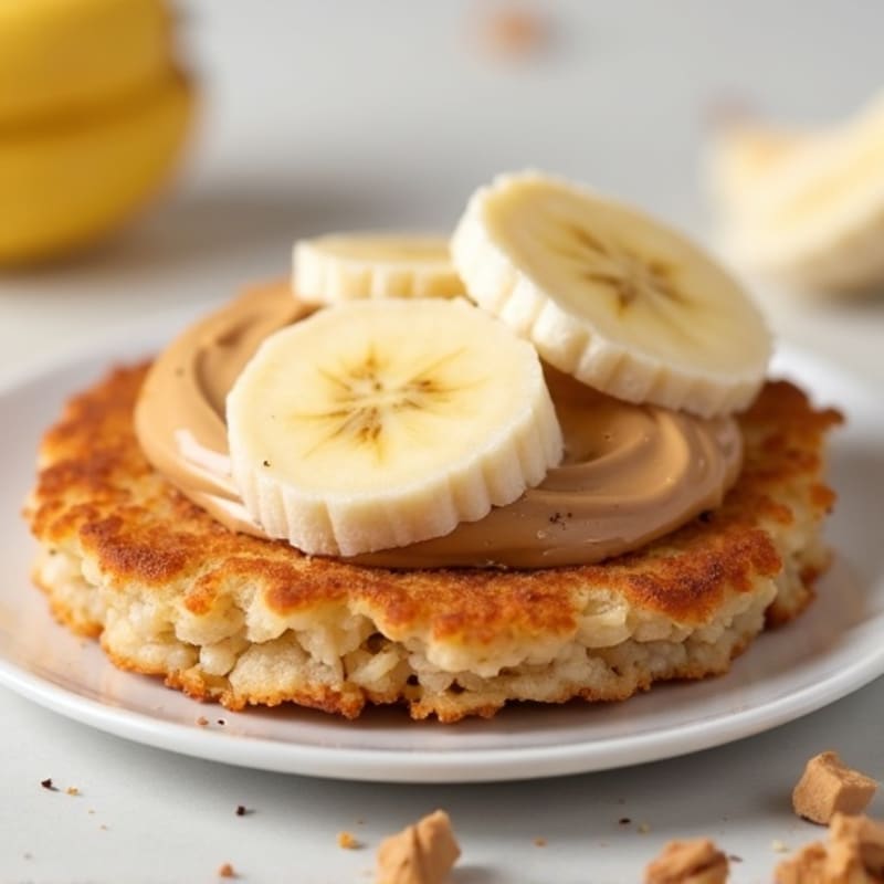 Crispy Rice Cakes with Creamy Peanut Butter and Sliced Banana